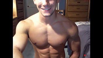 Muscle gay boy jerks off on skype