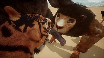  Minotaur has lion and tiger lick his cock – wildlife