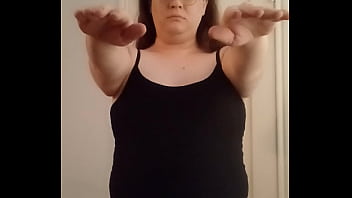  Fat sissy girl junia holds arms in stress position for five minutes