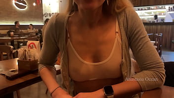 First date and i am in transparent top in public cafe full of people. shows naked niples in the end