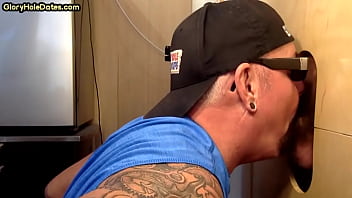  Gloryhole gaydaddy mouth filled with cum after cocksucking