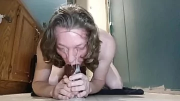 Sloppy Deepthroat Session with Messy Dildo Play on Soloboy’s BBC