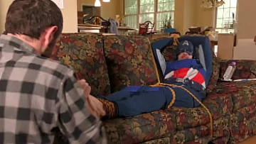 Oiled Up Captain America Gets Bound and Tickled – Brad Borrelli’s Retaliation Part 2