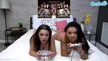 2 Horny Latina and Asian Teens Take a Break from Gaming for a Hot Lesbian Webcam Session