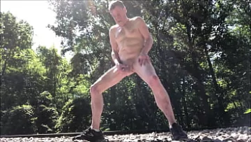 Risky Gay Amateur Outside with a Big Cock