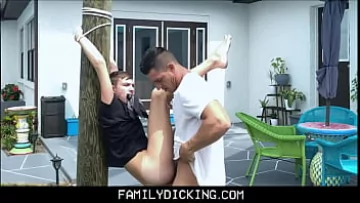  Muscular Uncle Gives Rough Anal Bareback Ride to His Tied-Up Blonde Twink Nephew Johnny Hunter in the Outdoors