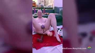 Double Anal Training with Two Massive Dildos in Chastity: A Gay Solo Experience