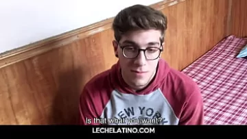  Latino Twink Jerks Off His Big Cock with Oil