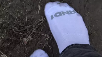 Gay Foot Fetish: Muddy Walk in Dirty Socks Outside
