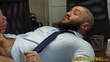 Sexy Businessmen Get Down and Dirty with Anal and Blowjob Action in the Office